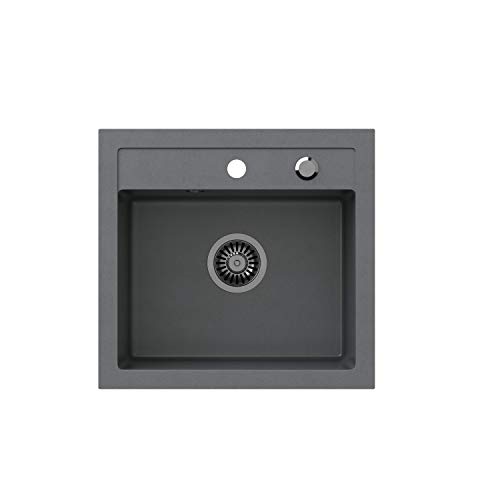 VBChome Spülbecken 50 x 47 cm Grau Spüle Einzelbecken Küche Einbauspüle Verbundspüle Küchenspüle gesprenkelt flächenbündig + Siphon Waschbecken VBChome Spülbecken 50 x 47 cm Grau Spüle Einzelbecken Küche Einbauspüle Verbundspüle Küchenspüle gesprenkelt flächenbündig + Siphon Waschbecken von VBChome