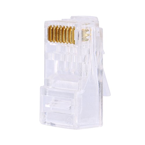 VBESTLIFE 100 Stück Cat6a RJ45 Modularstecker, Vergoldet, Transparent, Hohe Plastizität, Gute Leitfähigkeit, Selbstverriegelnd, Gigabit-Ethernet-Anschluss von VBESTLIFE