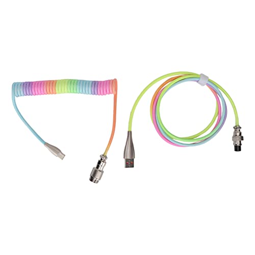 VBESTLIFE Kabel für Gaming-Tastatur, USB Typ C auf USB A, Leuchtendes RGB-Gaming-Tastaturkabel, Ersatz, Einziehbare Länge, Desktop-Dekoration (Typ 1) von VBESTLIFE