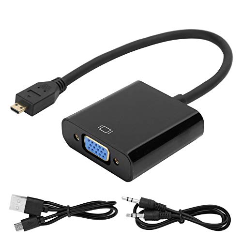 VBESTLIFE Micro HDMI zu VGA Video Converter, 1080P Video Converter mit 24K vergoldetem Stecker für Raspberry Pi 4B(Micro HDMI to VGA) von VBESTLIFE