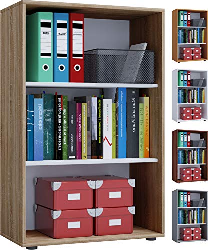 VCM Holz Büro Stand Regal Bücher Ordner Aktenregal Ordnerregal Bücherregal Lona 3f Grau von VCM