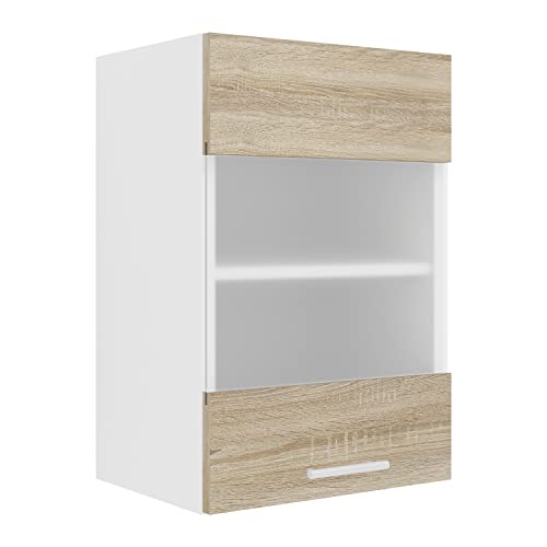 VCM Küchenschrank hängend | Maße ca. H. 60 x B. 40 x T. 31 cm | Hängeschrank mit Zwei Fächern | Küchenschrank mit Glas | Küchenmöbel - Esilo Weiß/Sonoma-Eiche VCM Küchenschrank hängend | Maße ca. H. 60 x B. 40 x T. 31 cm | Hängeschrank mit Zwei Fächern | Küchenschrank mit Glas | Küchenmöbel - Esilo Weiß/Sonoma-Eiche von VCM