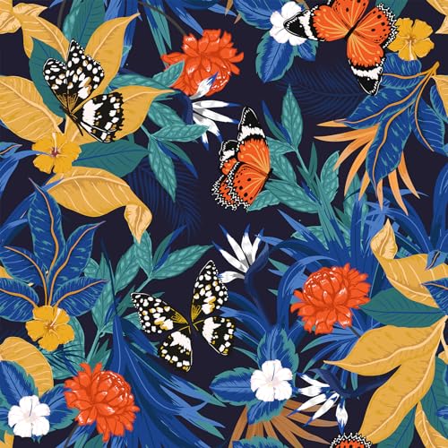 VEELIKE Tapete Blätter Blau Tapeten Blumen Schwarz Blumentapete Vintage Mustertapete Tropische Fototapete Schlafzimmer Dschungel Tapete Kinderzimmer Möbelfolie Selbstklebend Abnehmbar 44.5cm×300cm VEELIKE Tapete Blätter Blau Tapeten Blumen Schwarz Blumentapete Vintage Mustertapete Tropische Fototapete Schlafzimmer Dschungel Tapete Kinderzimmer Möbelfolie Selbstklebend Abnehmbar 44.5cm×300cm von VEELIKE