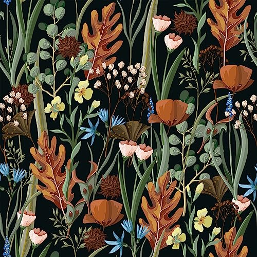VEELIKE Tapete Blumen Schwarz Blumentapete Vintage Tropische Blätter Fototapete Schlafzimmer Tapeten Dschungel Möbelfolie Selbstklebend Dekorfolie Klebefolie Möbel Deko Wohnzimmer 44.5cmx300cm VEELIKE Tapete Blumen Schwarz Blumentapete Vintage Tropische Blätter Fototapete Schlafzimmer Tapeten Dschungel Möbelfolie Selbstklebend Dekorfolie Klebefolie Möbel Deko Wohnzimmer 44.5cmx300cm von VEELIKE