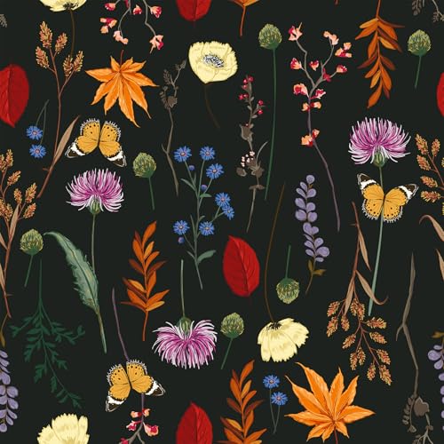 VEELIKE Tapete Blumen Schwarz Herbst Schmetterling Blumentapete Vintage Tapete Blätter Boho Dunkel Botanische Tapete 44.5cm x 300cm Selbstklebende Tapete Blumen Fototapete Schlafzimmer Badezimmer VEELIKE Tapete Blumen Schwarz Herbst Schmetterling Blumentapete Vintage Tapete Blätter Boho Dunkel Botanische Tapete 44.5cm x 300cm Selbstklebende Tapete Blumen Fototapete Schlafzimmer Badezimmer von VEELIKE