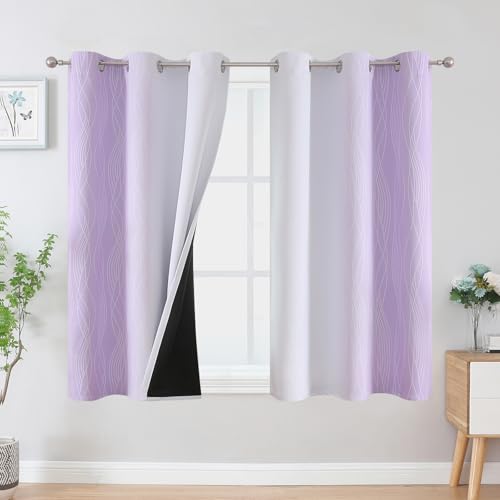 VEHEDE Farbverlauf Ombre Ösenvorhang Verdunklungsvorhänge Gardinen mit Ösen Thermovorhang Hitzeschutz Blickdichte Vorhänge Verdunkelung Wohnzimmer, H 114 x B 107 cm, Lila und Weiß, 2er Set VEHEDE Farbverlauf Ombre Ösenvorhang Verdunklungsvorhänge Gardinen mit Ösen Thermovorhang Hitzeschutz Blickdichte Vorhänge Verdunkelung Wohnzimmer, H 114 x B 107 cm, Lila und Weiß, 2er Set von VEHEDE