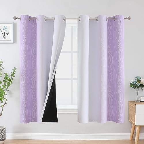 VEHEDE Farbverlauf Ombre Verdunklungsvorhänge, Thermovorhang Hitzeschutz Abdunkelnde Gardinen mit Ösen, Vorhänge Blickdicht Wohnzimmer, Schlafzimmer Scheibengardinen, H160xB107 cm, Lila Weiß, 2er Set VEHEDE Farbverlauf Ombre Verdunklungsvorhänge, Thermovorhang Hitzeschutz Abdunkelnde Gardinen mit Ösen, Vorhänge Blickdicht Wohnzimmer, Schlafzimmer Scheibengardinen, H160xB107 cm, Lila Weiß, 2er Set von VEHEDE