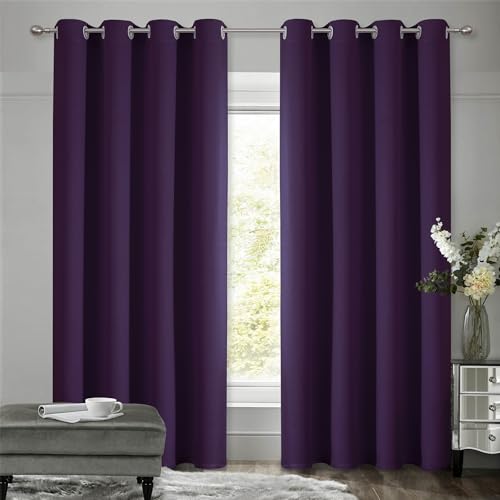 VEHEDE Modern Gardinen Wohnzimmer mit Ösen Thermovorhang Kälteschutz, Schallschutz Verdunkelung Blickdicht Vorhänge Schlafzimmer, Verdunklungsvorhänge, H 214 x B 117 cm, Lila, 2er Set VEHEDE Modern Gardinen Wohnzimmer mit Ösen Thermovorhang Kälteschutz, Schallschutz Verdunkelung Blickdicht Vorhänge Schlafzimmer, Verdunklungsvorhänge, H 214 x B 117 cm, Lila, 2er Set von VEHEDE