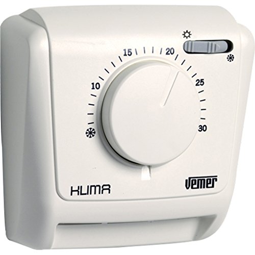 VEMER VE023800 KLIMA SW - Mechanischer Raumthermostat, Heizungsthermostat, Betrieb Heizung und Klimaanlage, Sommer- und Winterauswahl, Weiß von VEMER