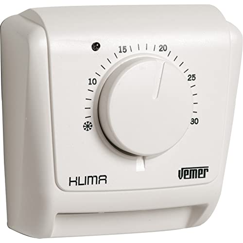 VEMER VE020400 Klima 3L Mechanischer Raumthermostat, Heizungsthermostat, Betrieb Heizung und Klimaanlage, Betriebskontrollleuchte Ausgestattet, Weiß von VEMER