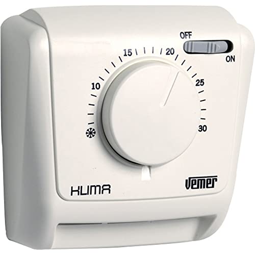 VEMER VE022000 Klima IN Mechanischer Raumthermostat, Heizungsthermostat, Betrieb Heizung und Klimaanlage, EIN/AUS-Schalter, Weiß von VEMER