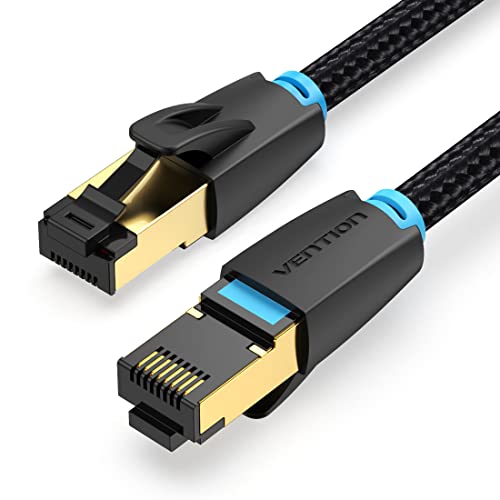 VENTION Cat 8 LAN Kabel 1M Netzwerkkabel Patchkabel Kurz Ethernet Kabel Lankabel 40Gbps Hochgeschwindigkeits 2000MHz S/FTP POE Gigabit RJ45 Vergoldeter für PS4/5, Xbox One, Router, TV, Switch, Modem von VENTION