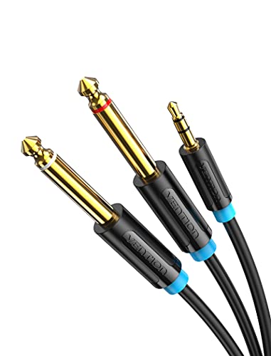 VENTION 3.5mm Klinke auf Dual 6.35mm Mono Y Splitter Audio Kabel Dual 6.35 zu 3.5 mm Stecker zu Stecker Stereo Audio Splitter Kabel für Mixer, Gitarre, Recorder, Verstärker, Laptop - 3m von VENTION