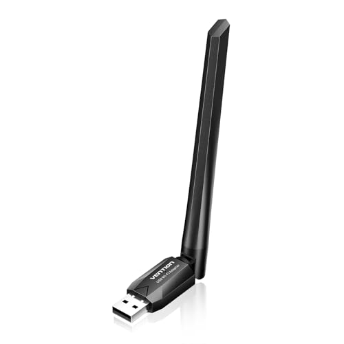 VENTION USB WLAN Stick für pc, USB WLAN Adapter Dual Band WiFi Stick, 2.4GHz/200Mbps, 5GHz/433 Mbps, mit 5dBi Antenne Wireless, Antenne WiFi Dongle für Desktop Kompatibel mit Windows 10/8.1/8/7/XP von VENTION