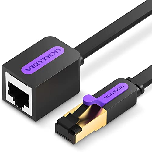 VENTION Ethernet Verlängerungskabel Cat7 RJ45 Stecker auf Buchse flach 6 Gigabit Netzwerkkabel geschirmt Netzwerk Jumper Verlängerungsstecker, geeignet für Switch, Modems,Router, PCs, Laptops 2M von VENTION