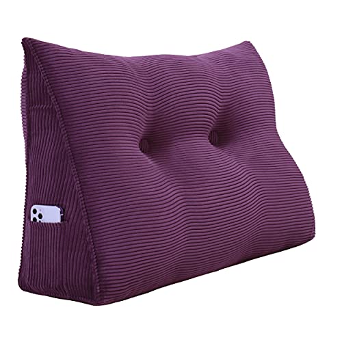 VERCART Rückenkissen Keilkissen Rückenlehne Kissen für Bett Sofa Kopfteil Gepolstert Bettkissen Wandkissen Sofakissen Groß Rueckenkissen Couchkissen Dekokissen Kordsamt Lila 60cm von VERCART