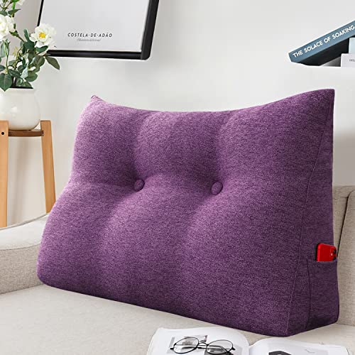 VERCART Sofakissen Groß Fest mit Bezug Polster Sofa Dreieck Gepolstert Ruecken Kissen für Couch Tagesbett, Rückenkissen für Bett zum Anlehnen Violett 60x20x50cm von VERCART