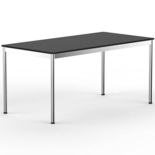 VERSEE SYSTEM8X Höhenverstellbarer Schreibtisch 120 x 60 cm in Schwarz - Für Büro/Home-Office im Metall Chrom Design von VERSEE