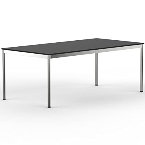 VERSEE SYSTEM8X Höhenverstellbarer Schreibtisch 200 x 100 cm in Schwarz - Für Büro/Home-Office im Metall Chrom Design von VERSEE