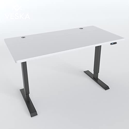 VESKA Höhenverstellbarer Schreibtisch (140 x 70 cm) - Sitz- & Stehpult - Bürotisch Elektrisch Höhenverstellbar mit Touchscreen & Stahlfüßen (Anthrazit/Weiß) von VESKA