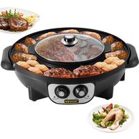 Vevor - 2 in 1 Elektrischer Hot Pot Grill, 1200W + 1000W Elektrogrill und Hotpot Grill für 8 Personen, Electric Smokeless Grill and Hot Pot, von VEVOR