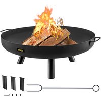 Feuerschale 77 (Durchmesser) x 15 cm (Tiefe) aus Kohlenstoffstahl mit Stützfüßen für Grillabend bbq Camping Garten Terrasse, Rostfreie und von VEVOR