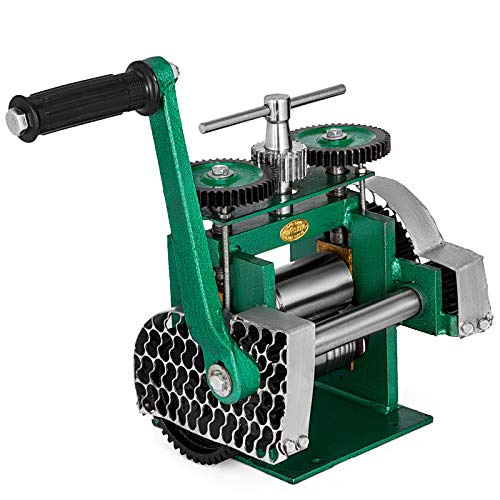 VEVOR Manuelle Kombination Walzwerk Rollenbreite 120mm Rollendurchmesser 55 =mm, Handwalzwerk Maschine, Schmuck Tablettierung quadratische Linienrille, Kombinationswalzwerk Schmuck Design & Reparatur von VEVOR