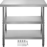 VEVOR Outdoor-Essenszubereitungstisch, 24 x 14 x 33 Zoll, kommerzieller Edelstahltisch, 2 verstellbare Grill-Zubereitungstische unter der Ablage, von VEVOR