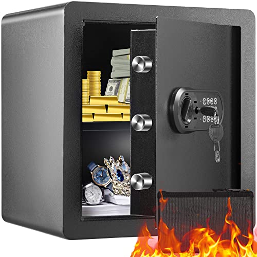 VEVOR Safe Tresor 1,8 Kubikfuß, Möbeltresor mit Feuerfester Geldtasche, Passwort & Schlüssel Digitaler Heimtresor Herausnehmbares Regal, Innenschrank, Wandtresor für Bargeld, Schmuck, Dokumente usw. von VEVOR