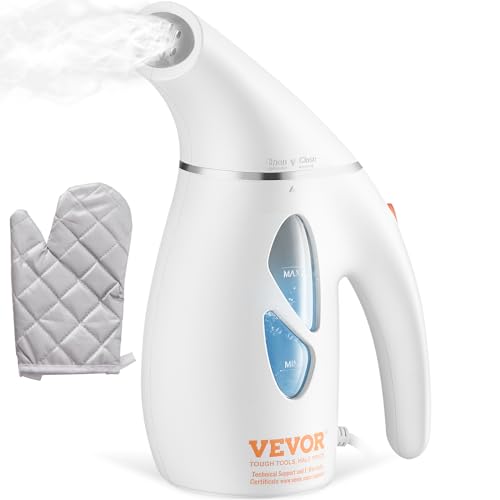 VEVOR Tragbare Dampfglätter Dampfbügler 900 W Reisebügeleisen 180 ml max. Nutzkapazität, Dampfglätter Kein Bügelbrett erforderlich, Weißer Dampfglätter mit Anti-Hitze-Handschuhen & 365,76 cm Kabel von VEVOR