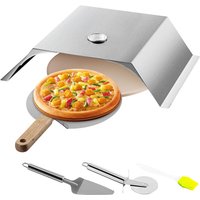 Vevor - Pizzaaufsatz Gasgrill, 3 Stk. Pizzahaube 48x35x17 cm Holzkohlegrill Pizzaofen, 50-300 ℃ Edelstahl Pizzaaufsatz 3 kg Pizzaofen Outdoor Garten von VEVOR