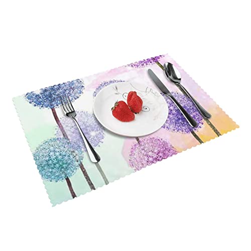 Bunte Blumen lila Schmetterling Platzsets Set mit 4 Stück, rutschfest, hitzebeständig, Esstischmatten, Tischsets (45 x 30 cm, 4 Stück) von VGFJHNDF