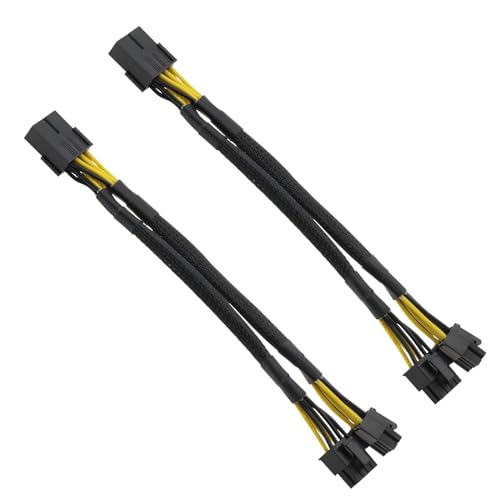 VGOL 2 Stücke PCIE 8 Pins Zu Dual 8-Pin (6 + 2) PCIE Power Adapter 18AWG Linie Länge 22cm Grafikkarte Power Erweiterung Kabel für GPU Verbindung Schwarz von VGOL