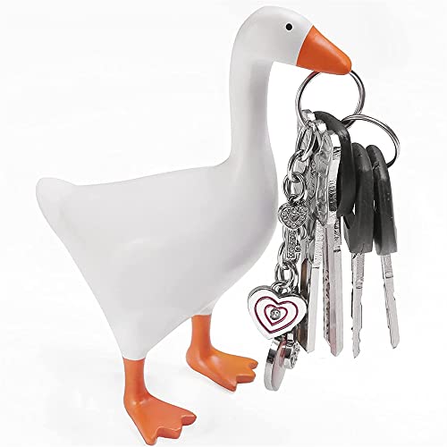 VHIMASA Magnetischer Gans Schlüsselhalter Harz Ente Schlüsselaufbewahrung Rack Skulptur Gans Dekoration Tierfigur für Eingangsbereich Küche Büro Wohnzimmer Desktop Ornament von VHIMASA