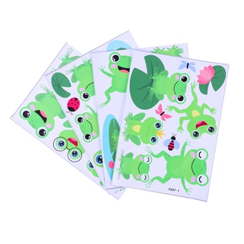 VICASKY 4 Blätter Wandtattoo Frosch Wandtattoo Kinderzimmer Wandtattoo Ornamente Selber Machen Wandtattoo Springende Frösche Feder Süße Frosch Wandtattoos Aufkleber Pvc Karikatur von VICASKY