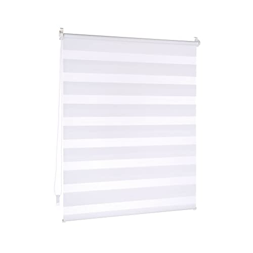 Victoria M. Doppelrollo Klemmfix Duo-Rollo Klemmmontage ohne Bohren für Fenster und Tür Lichtdurchlässig und Verdunkelnd mit Kettenzug, 100 x 150 cm Weiß von Victoria M.