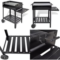 BBQ Grill Säulengrill Standgrill Kohlegrill Barbeque mit 2 Rädern - Grills - BBQ - Home & Living - Schwarz von VIDAXL