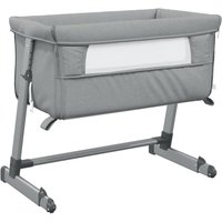 Babybett mit Matratze Hellgrau Leinenstoff vidaXL166310 von BONNEVIE