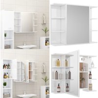 Bad-Spiegelschrank Hochglanz-Weiß 80x20,5x64 cm Holzwerkstoff - Spiegelschrank - Spiegelschränke - Home & Living - Weiß von VIDAXL