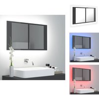 Badezimmerwaschtische - Living LED-Bad-Spiegelschrank Hochglanz-Grau 80x12x45 cm Acryl - Grau von VIDAXL