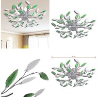 Deckenlampe güne und weiße Blätterranken mit Acryl-Blättern 5x E14 - Deckenlampen - Deckenlampe - Home & Living - Mehrfarbig von VIDAXL