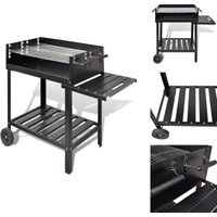 Grills - BBQ Grill Säulengrill Standgrill Kohlegrill Barbeque mit 2 Rädern - Schwarz von VIDAXL