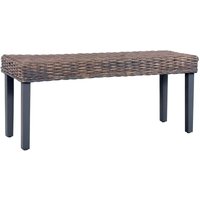 Sitzbank 110 cm Grau Natur Kubu-Rattan und Massivholz Mango vidaXL212421 von BONNEVIE