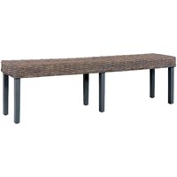 Sitzbank 160 cm Grau Natur Kubu-Rattan und Massivholz Mango vidaXL279860 von BONNEVIE