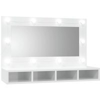 Bonnevie - Spiegelschrank mit LED,Bad Hängeschrank Hochglanz-Weiß 90x31,5x62 cm vidaXL von BONNEVIE