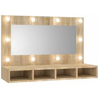 Spiegelschrank mit LED,Bad Hängeschrank Sonoma-Eiche 90x31,5x62 cm vidaXL von BONNEVIE