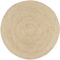 Teppich,Fußmatte Handgefertigt Jute mit Spiralen-Design Weiß 90 cm vidaXL von BONNEVIE