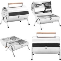 Tragbarer Tisch-Holzkohlegrill Edelstahl Doppelrost - tragbarer Grill - tragbare Grills - Home & Living - Silber von VIDAXL