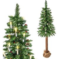 Viking Choice - Künstlicher Weihnachtsbaum mit Holzstamm – 220 cm + Schnee & Dekoration von VIKING CHOICE