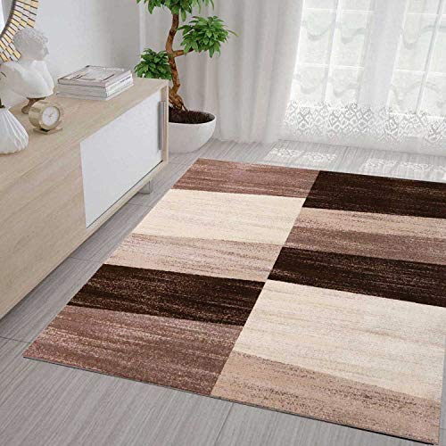 VIMODA Designer Teppich Geometrisches Muster Meliert in Beige, Maße:80x250 cm von VIMODA